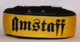 Obojek Amstaff š.5cm žlutý,černé písmo+černý fleece