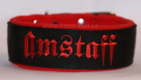 Obojek Amstaff š.4cm černý,červené písmo+červený fleece
