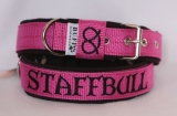 Obojek Staffbull š.3cm tm.růžový+černý softshell