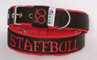 Obojek Staffbull š.3cm černý+červený softshell