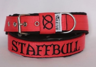 Obojek Staffbull š.3cm červený+černý softshell