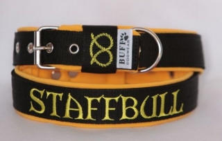 Obojek Staffbull š.3cm černý+žlutý softshell