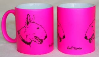 Hrnek "Bullterrier " neon růžový 330ml+krabička